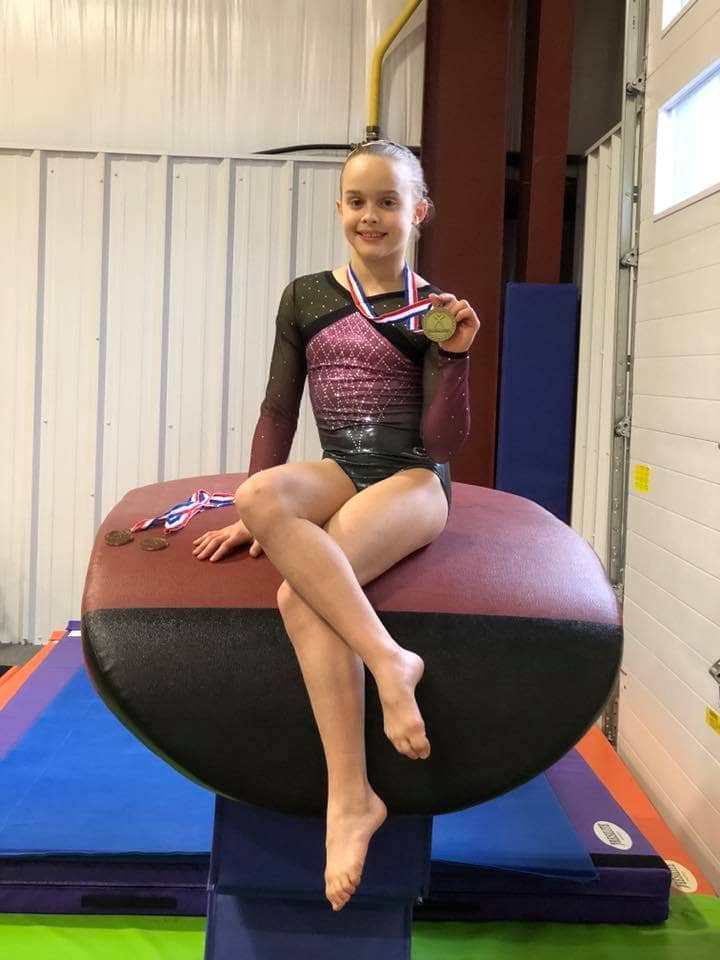 Ally Flint – 2018 New York State Level 6 Vault Champion! Congrats to Ally she went up against so many kids in her age group and won vault! 